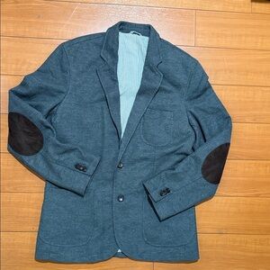 Men's Gray Blazer with Black Elbow Patches